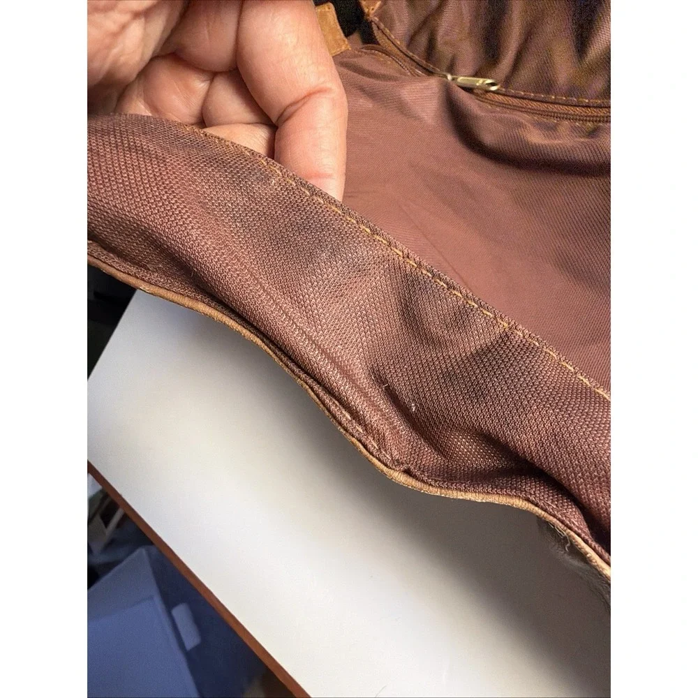 Vintage 100% Leather Garment Bag Brown Travel Suit Dress Luggage Bi-Fold